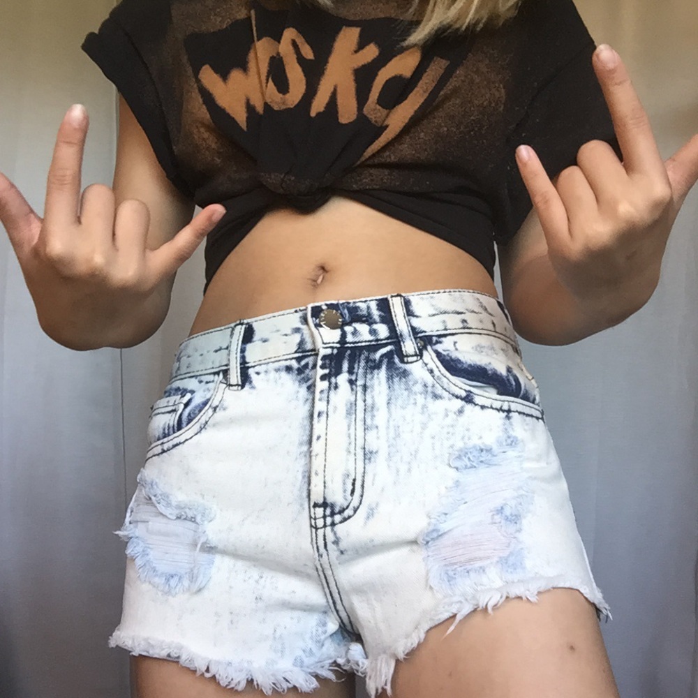 F21 high waisted Acid Shorts